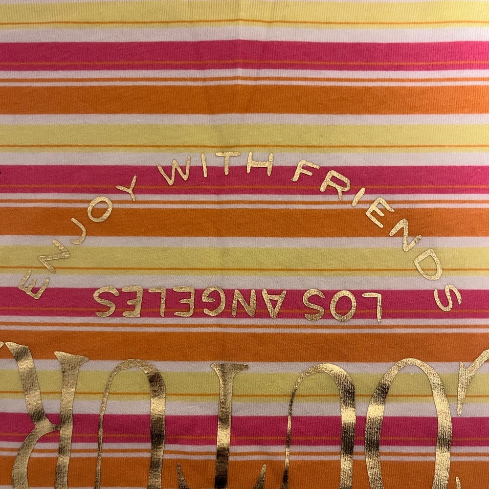 Juicy Couture Pink and Orange Yellow Striped Tee Shirt Dress Size 12 - Picture 8 of 12